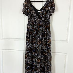 Floral maxi dress with flutter sleeves